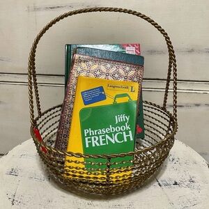 Vintage Metal Gold Wire Basket